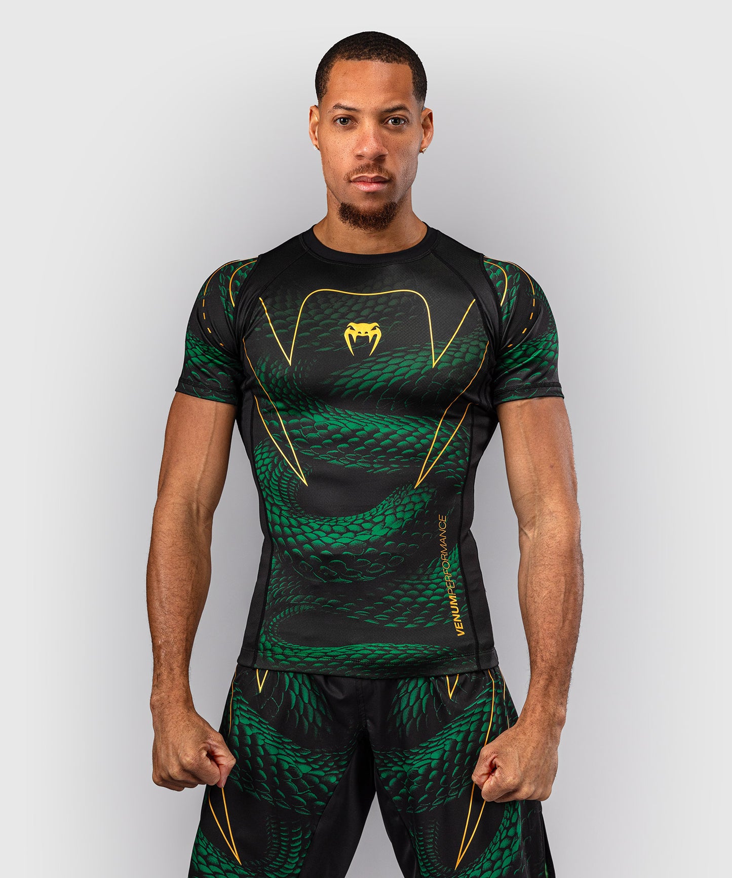 Venum Matupa Kurzarm Rashguard - Schwarz/Grün/Gold