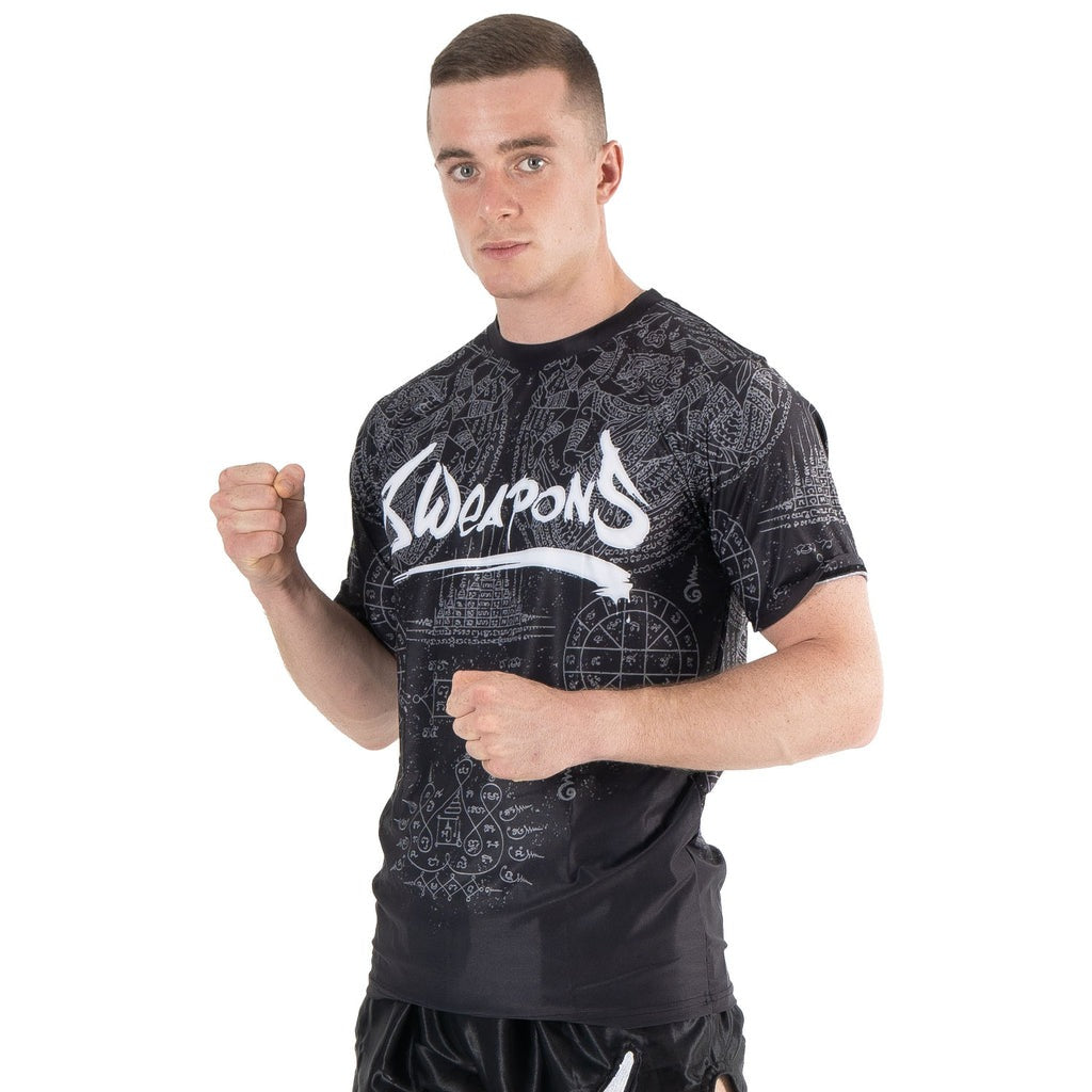 8 Weapons Functional Hanuman Yant T-Shirt - Schwarz/Grau