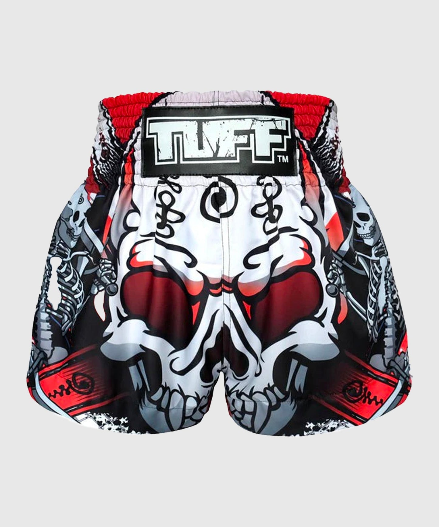 Tuff Devil Skull Pantalones de Muay Thai - Blanco