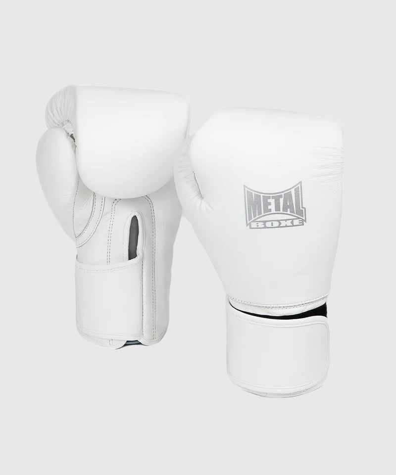 Metal Boxe Genezis Cuoio Guantoni da Boxe - Bianco