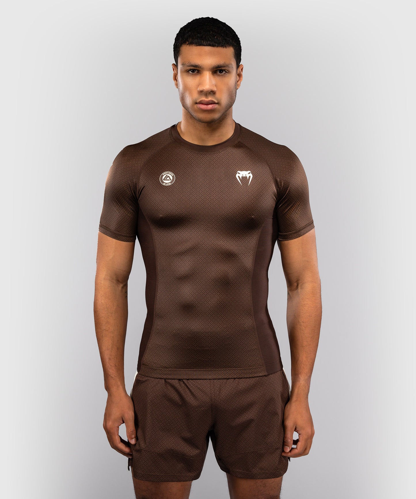 Venum x Roger Gracie Academy Rashguard a Maniche Corte - Marrone Scuro