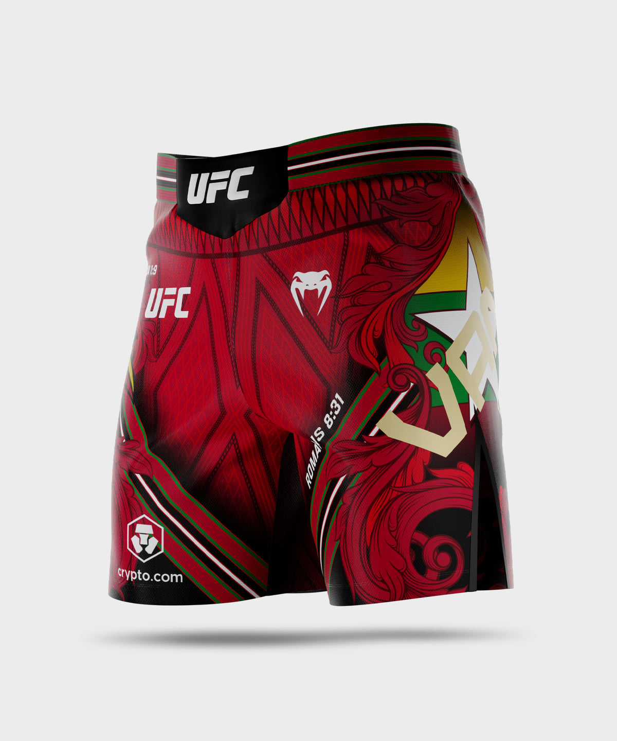 UFC Adrenaline Unrivaled by Venum Herren Fight-Shorts kurze Passform Josh Van - Rot