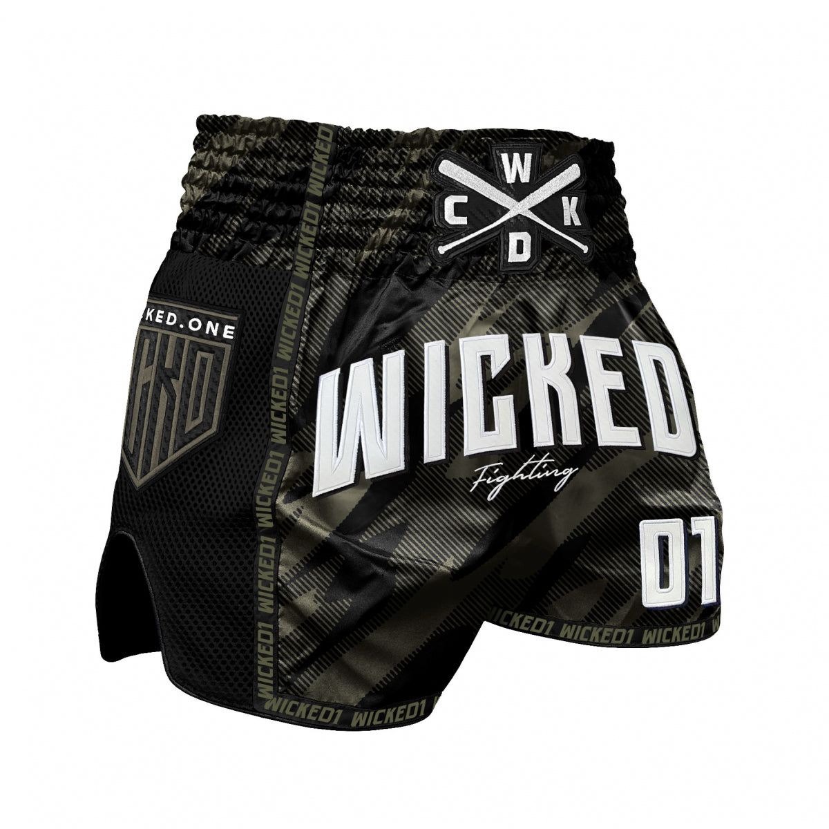 Wicked One Offensive Pantalones Cortos Muay Thai - Caqui