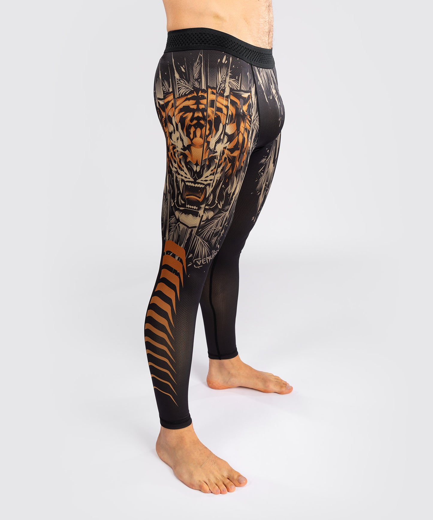 Pantalon de Compression Venum Tiger pour Hommes - Noir/Orange Néon