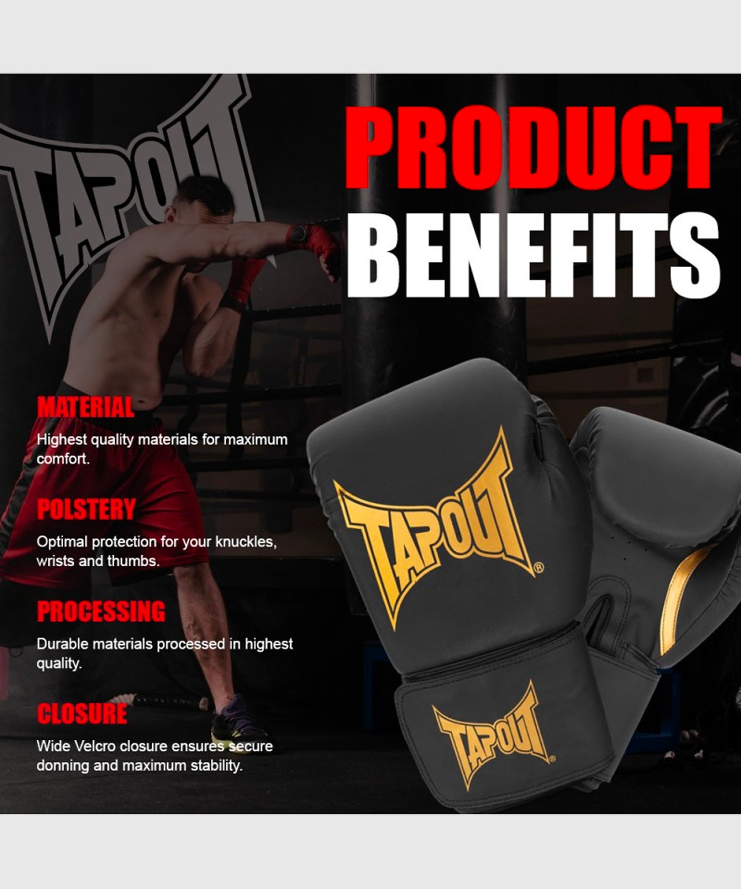 Tapout Ragtown Boxhandschuhe - Schwarz/Gold