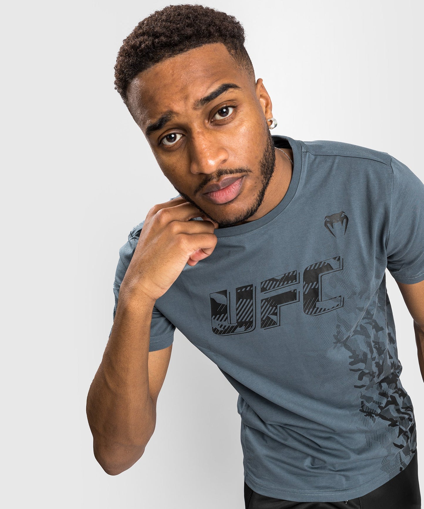 T-shirt Manches Courtes en Coton Homme UFC Venum Authentic Fight Week - Gris