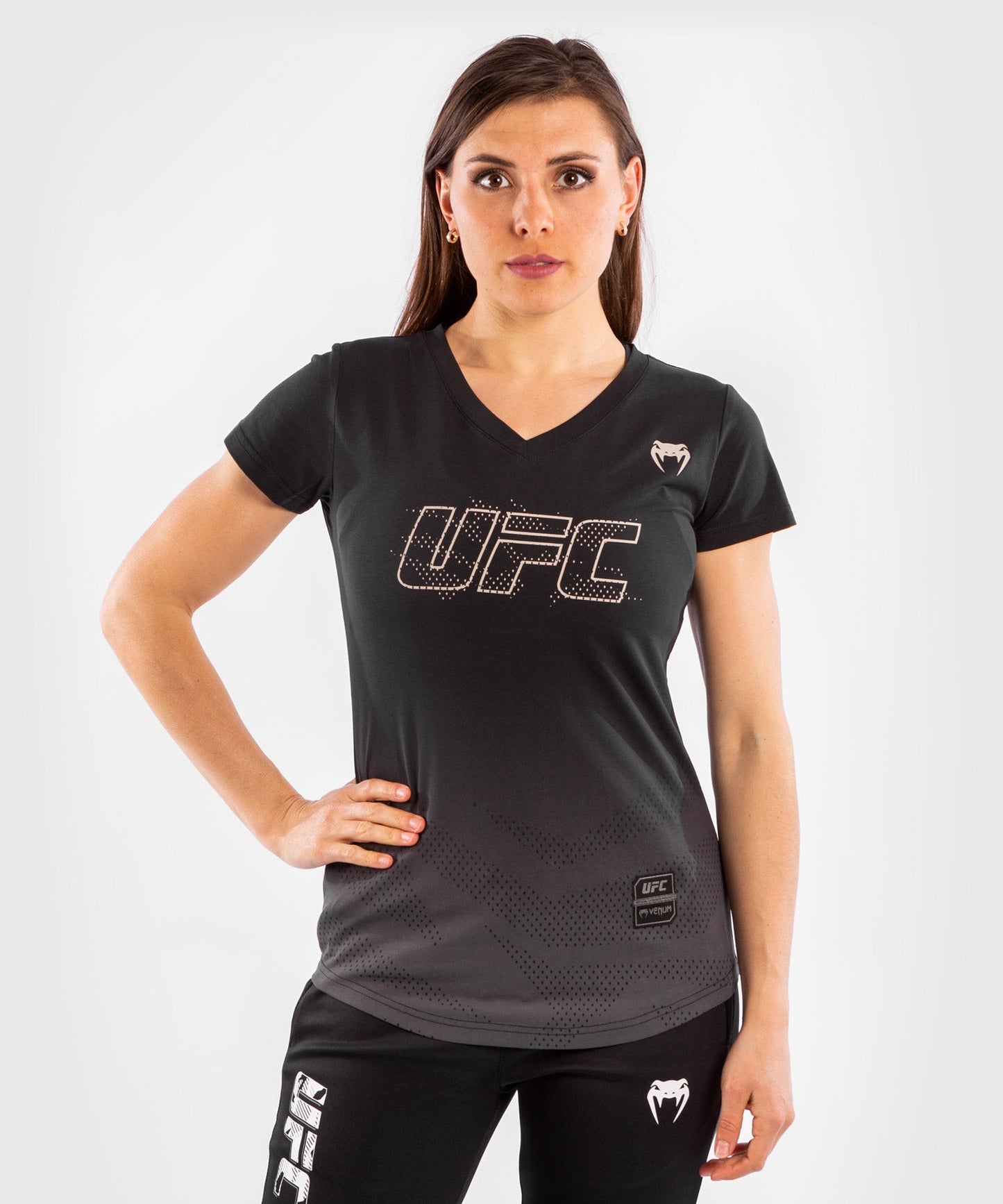 Damen UFC Venum Authentic Fight Week Kurzarm T-Shirt - Schwarz