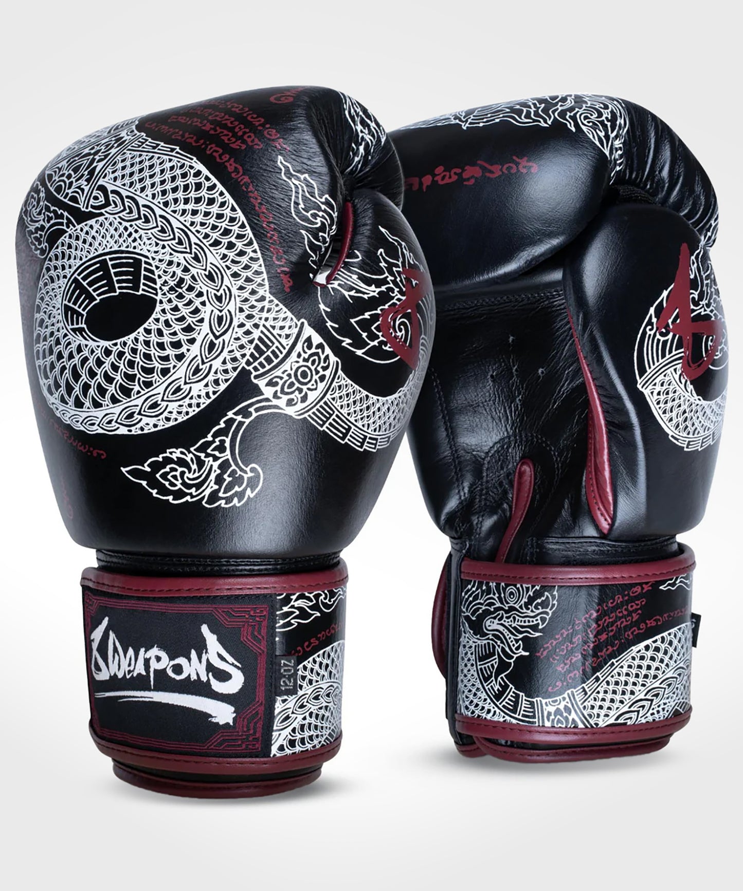 8 Weapons Sak Yant Naga Boxhandschuhe - Schwarz/Braun