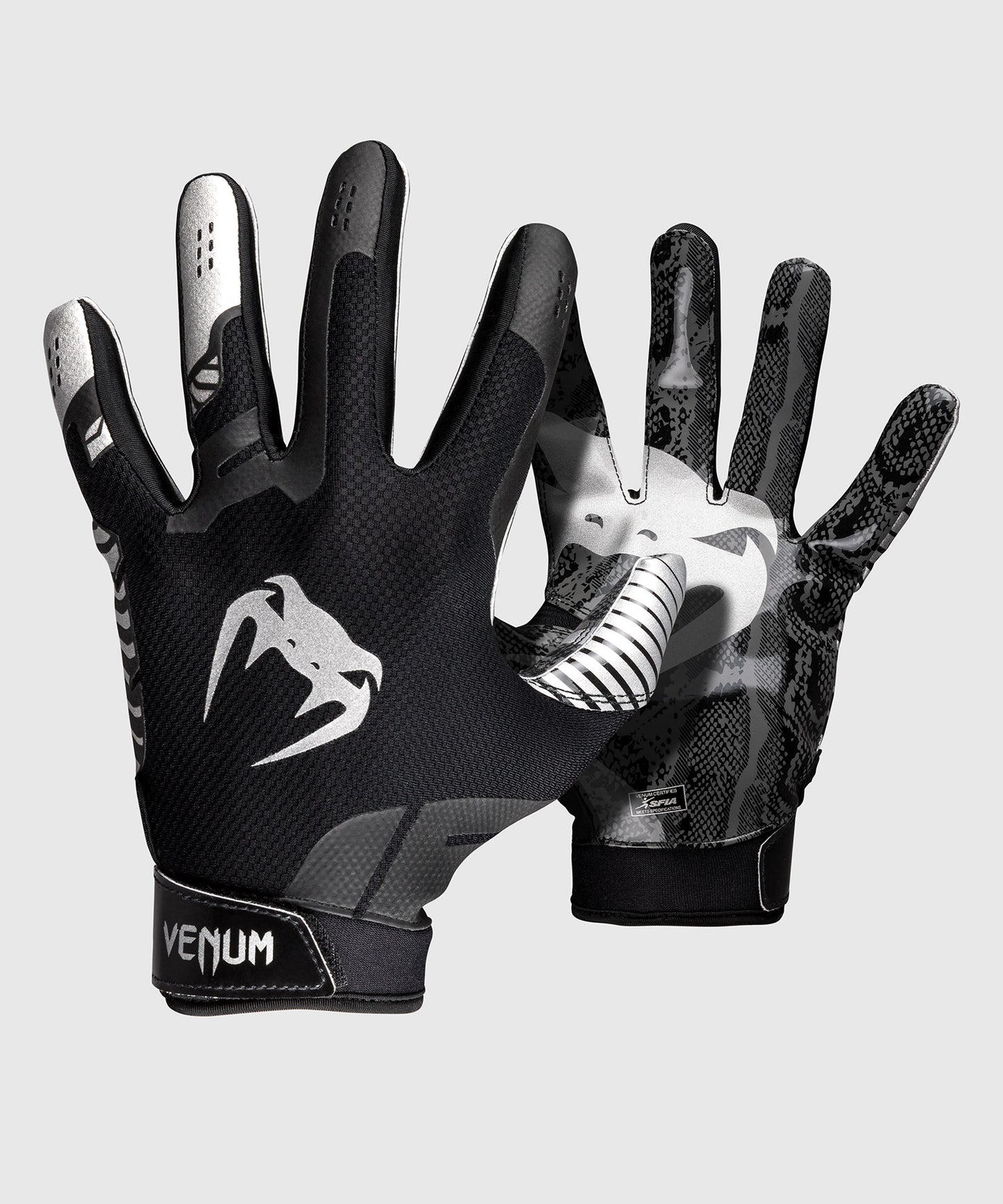 Venum Elite Guanti da Football - Nero/Argento
