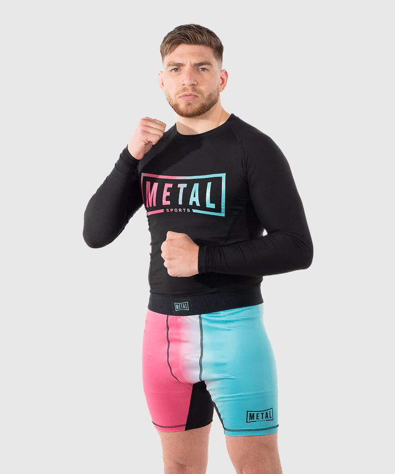 Metal Boxe Performance Miami Langarm-Rashguard - Rosa/Blau