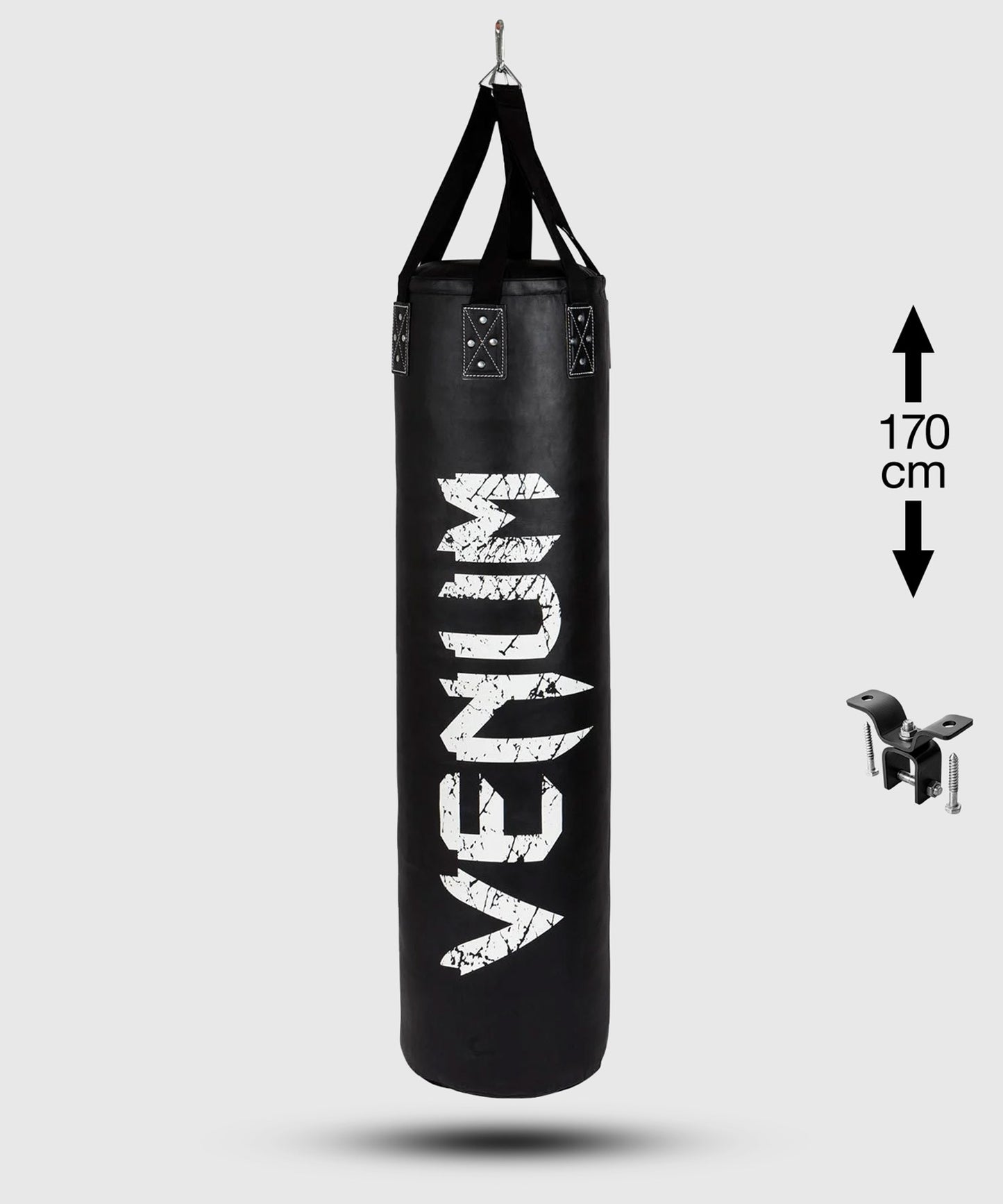 Venum Challenger Saco de boxeo pesado + Gancho de techo - Negro/Blanco - Relleno - 170cm