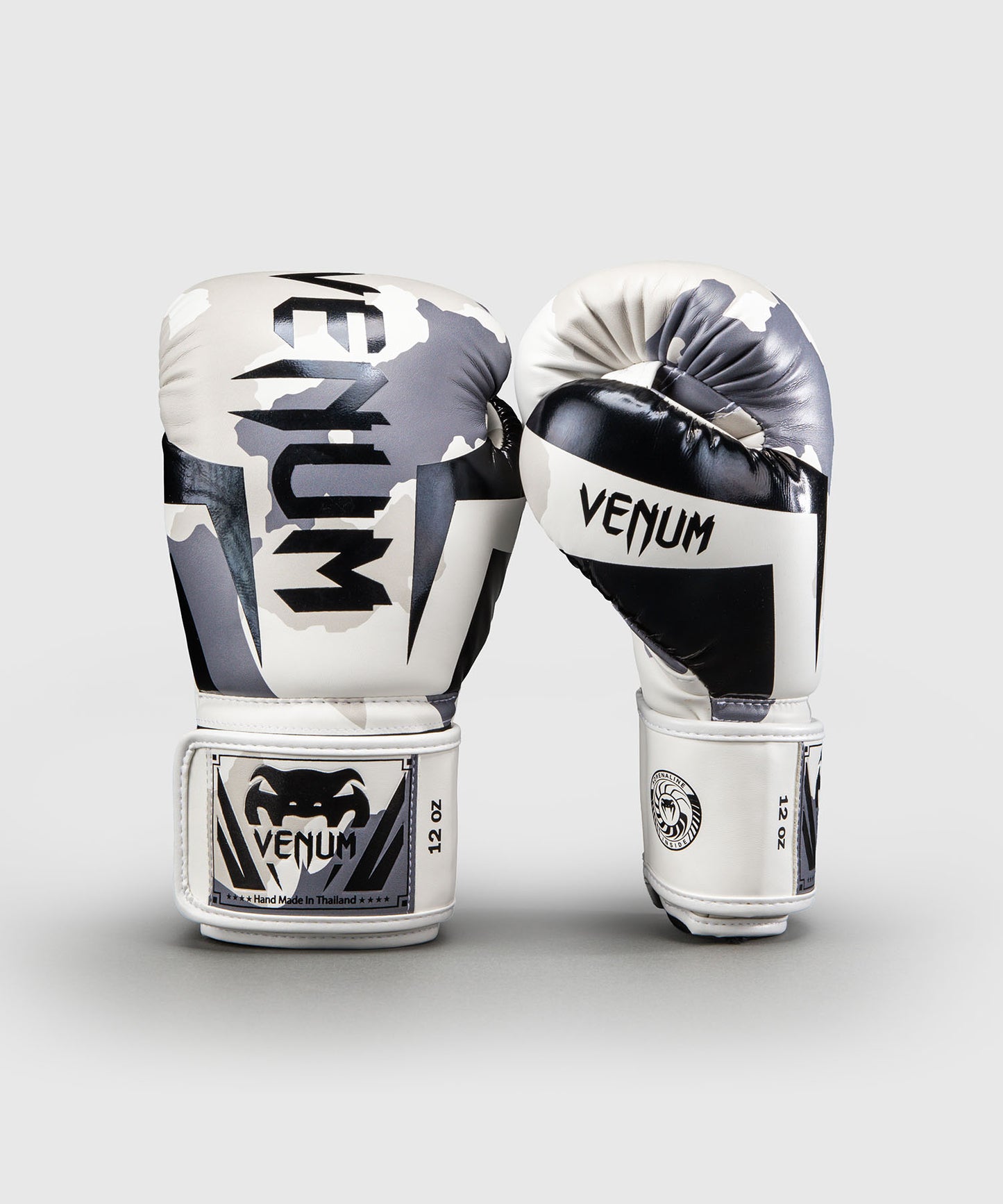 Venum Elite Camo Boxing Gloves - White/Light Grey