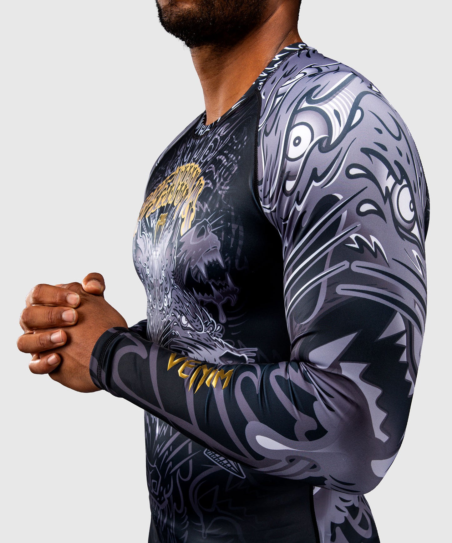 Rashguard à Manches Longues Venum Wolf Atak – Noir/Gris