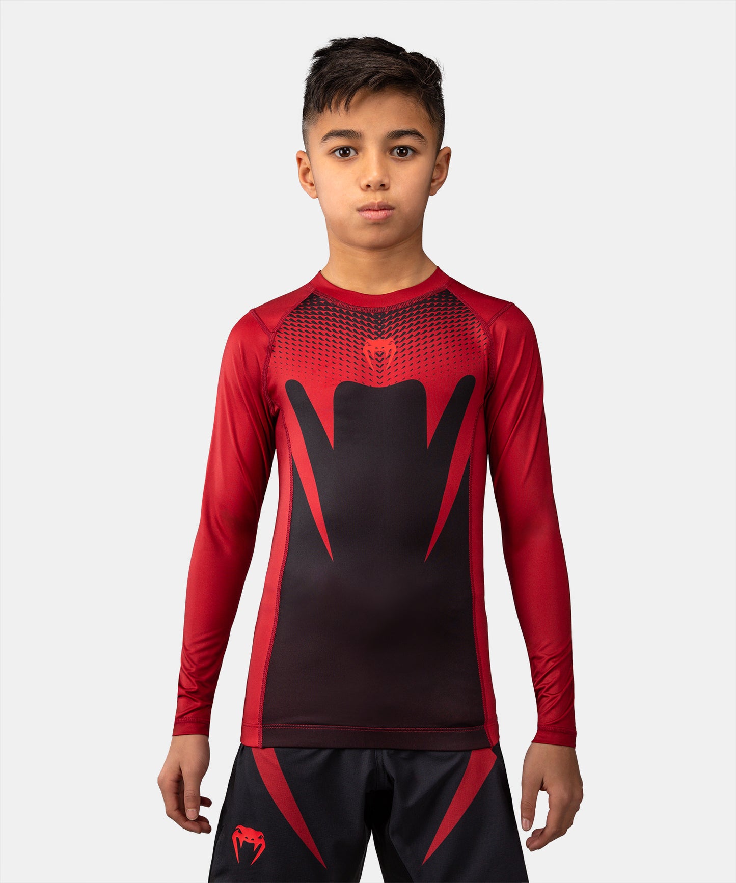 Venum Attack Rashguard de Manga Larga para Niño - Negro/Rojo