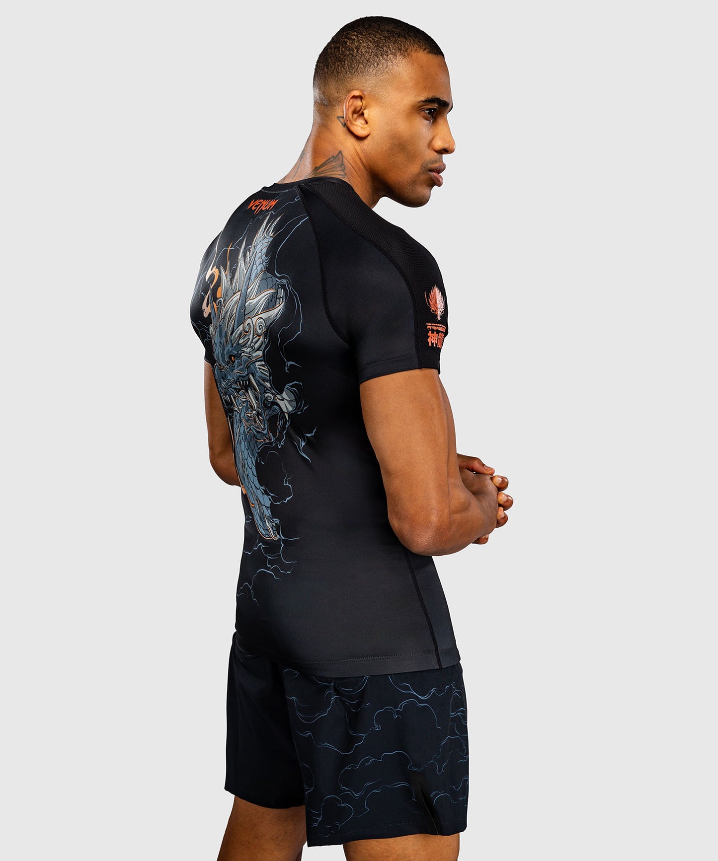 Rashguard à Manches Courtes Venum Thunder Dragon – Noir/Gris/Cuivre