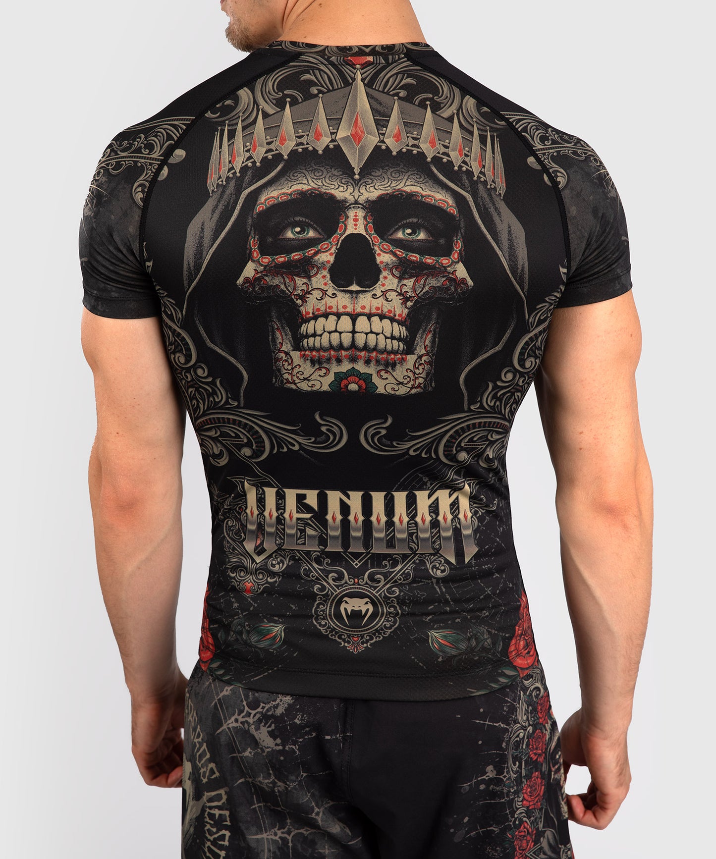 Venum Santa Muerte 5.0 Rashguard a maniche Corte - Nero Profondo/Oro