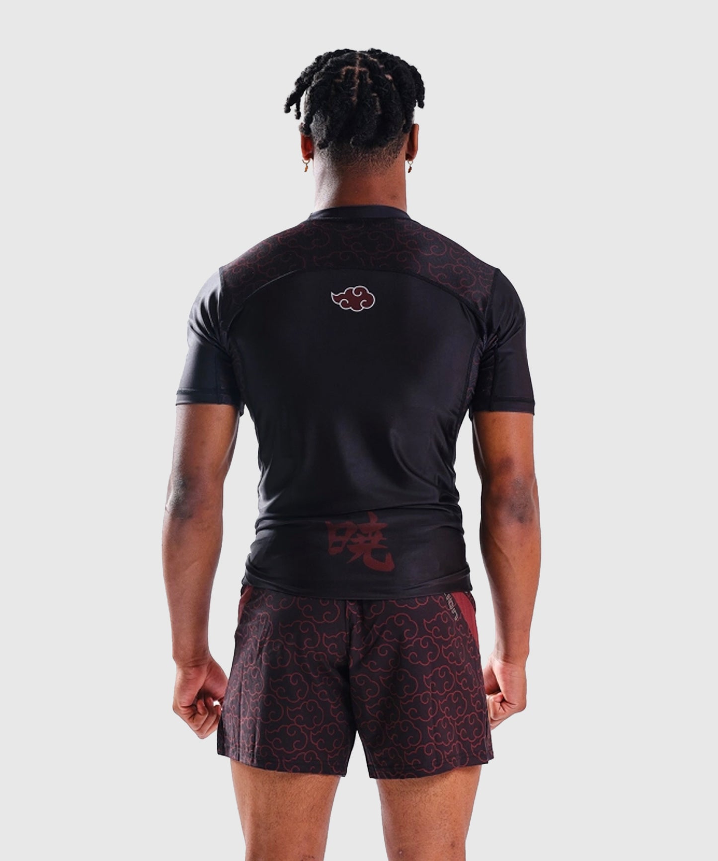 Elion X Naruto Akatsuki Kurzarm-Rashguard - Schwarz/Rot