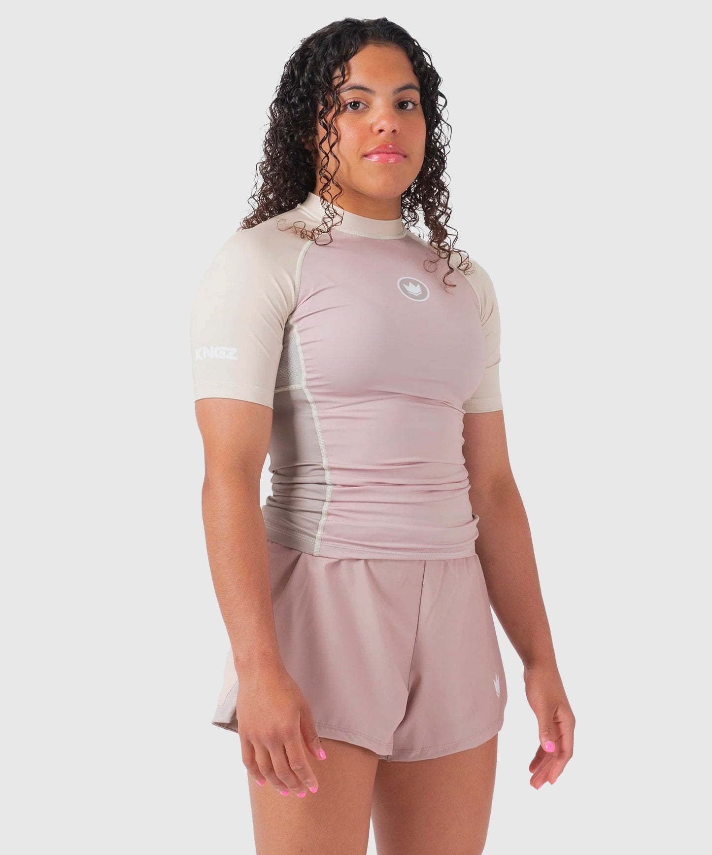 Rashguard À Manches Courtes Kingz Terra Femme - Rose/Beige