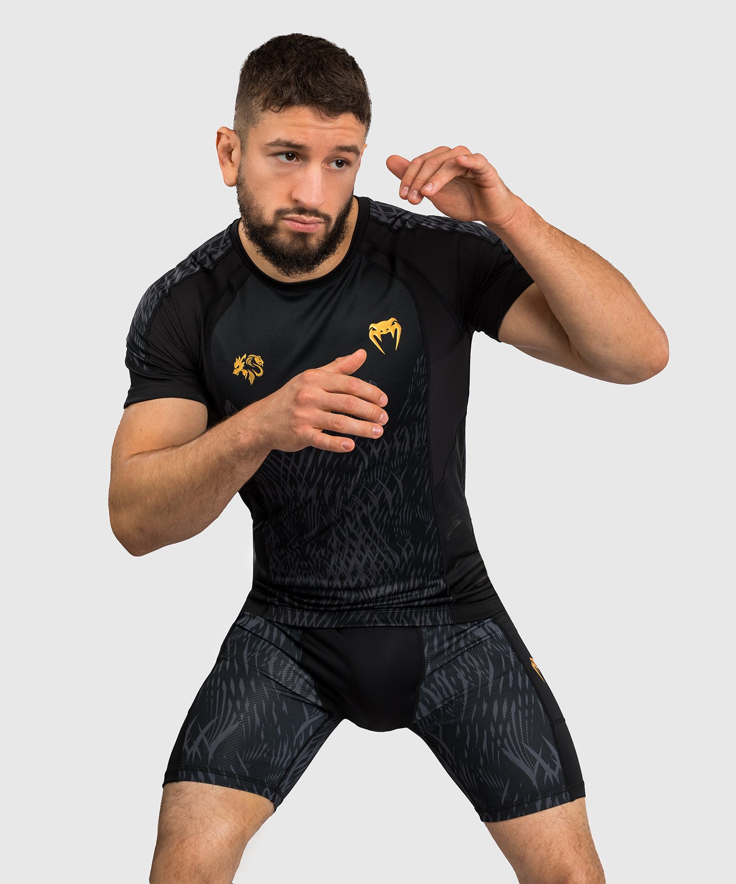 Venum x Chimaev Kurzarm Rashguard - Schwarz/Grau