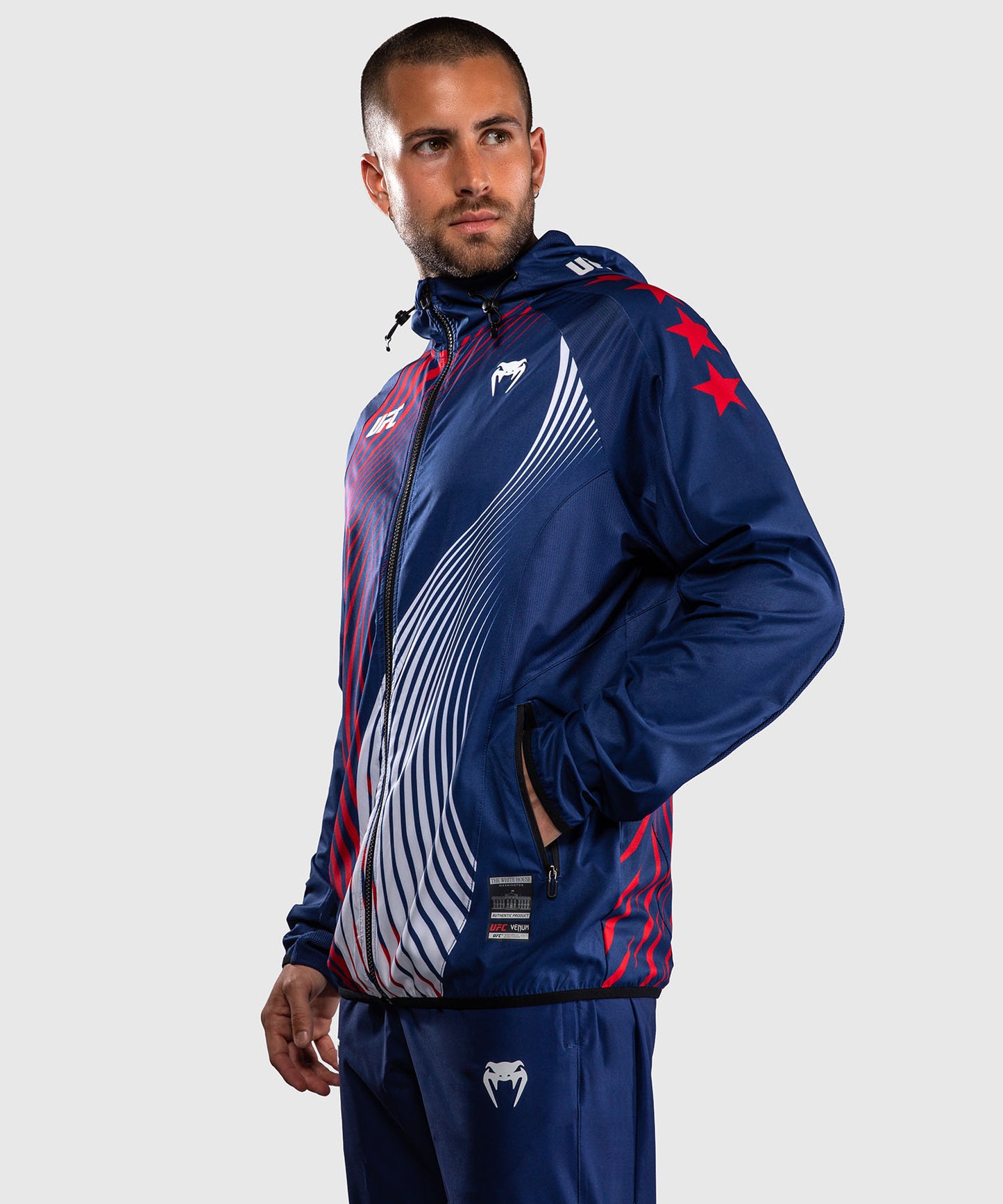 Official UFC Freedom 250 by Venum Authentic Fight Night Walkout Hoodie para hombre - Azul