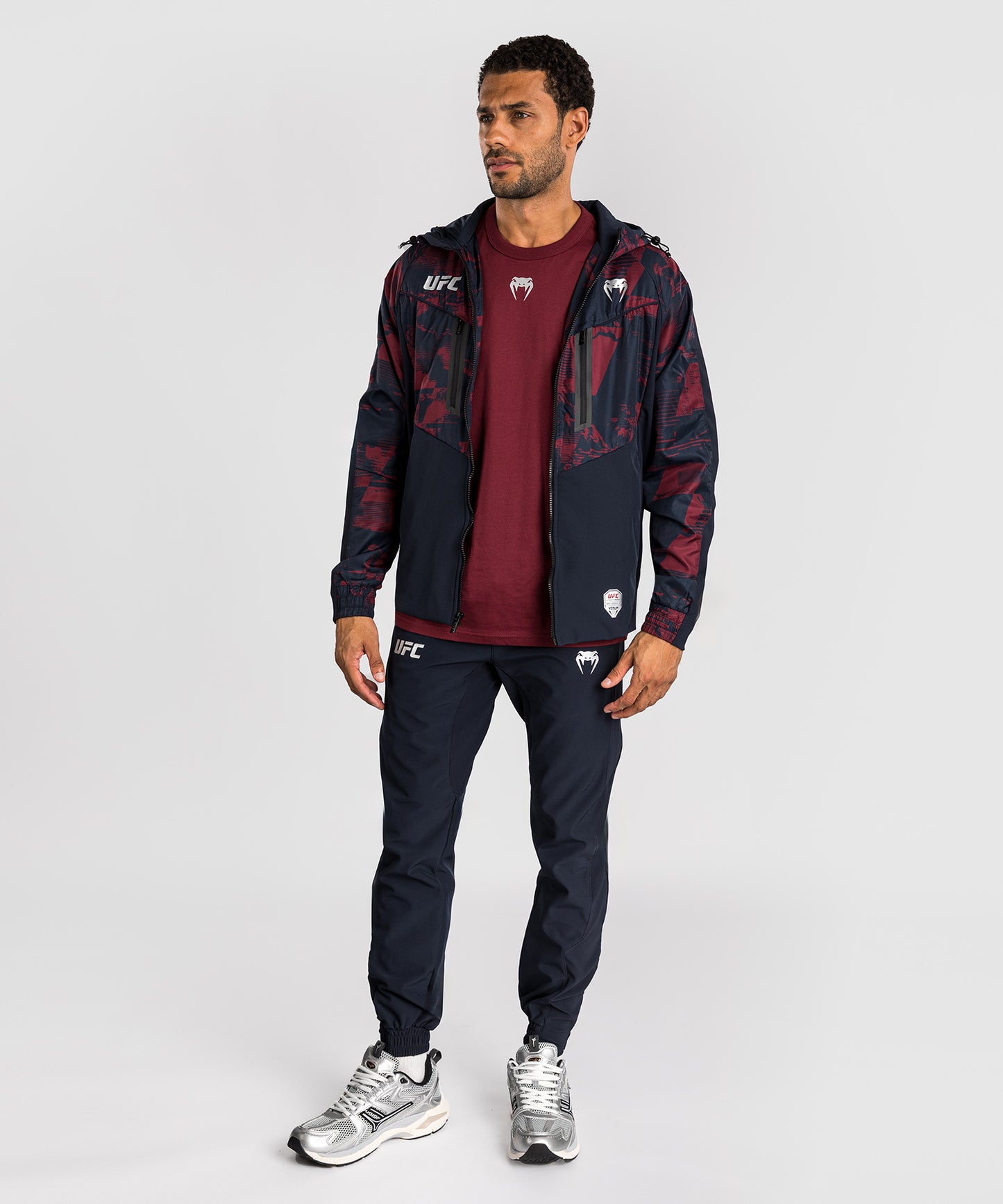 Sweat à capuche zippé Homme UFC Zenith by Venum Authentic Fight Week - Bleu marine/Bordeaux/Argent