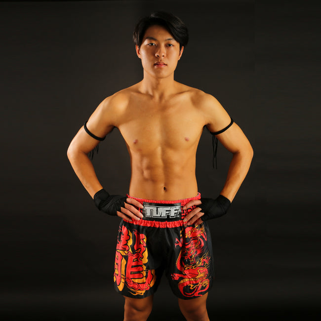 Tuff Red Dragon Pantaloncini da Muay Thai - Nero/Rosso