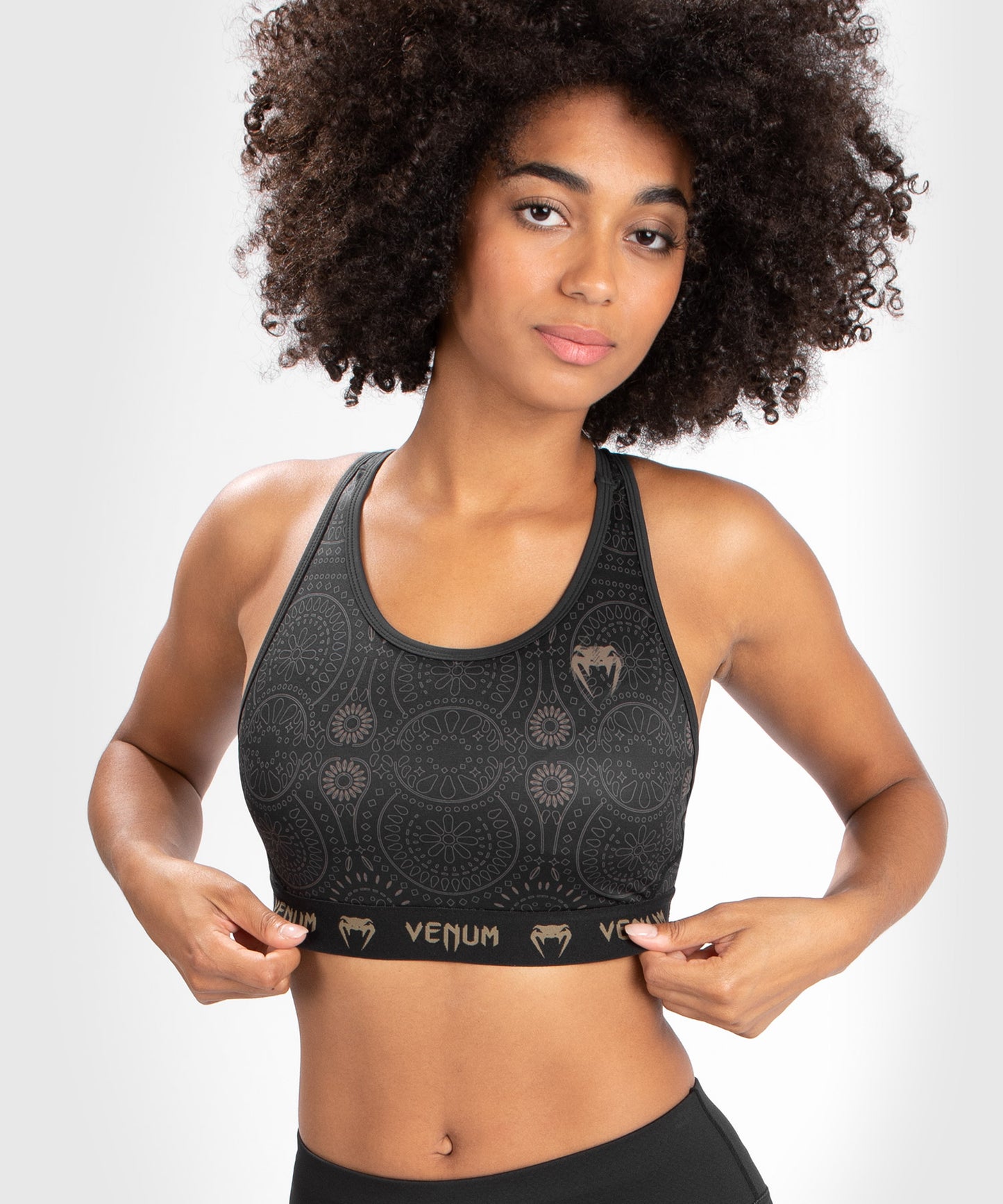 Sujetador deportivo Venum Santa Muerte Dark Side para mujer - Negro/Marrón