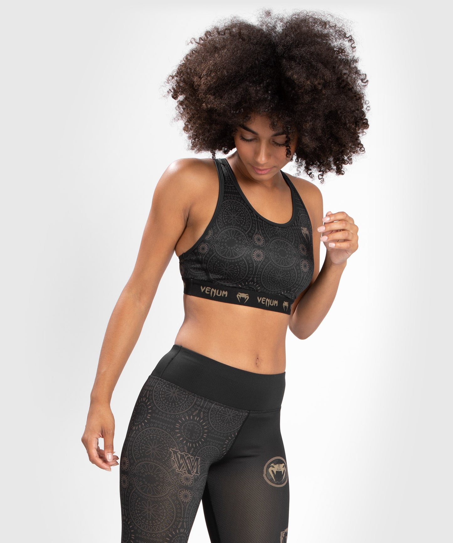 Sujetador deportivo Venum Santa Muerte Dark Side para mujer - Negro/Marrón