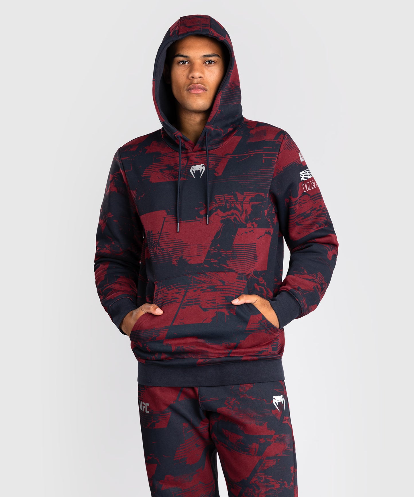 UFC Zenith by Venum Authentic Fight Week Pullover Hoodie Herren - Marineblau/Burgunderrot/Silber
