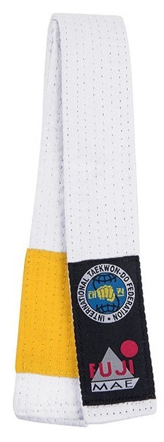 Fujimae Cinturón de Taekwondo ITF Bicolor – Blanco/Amarillo