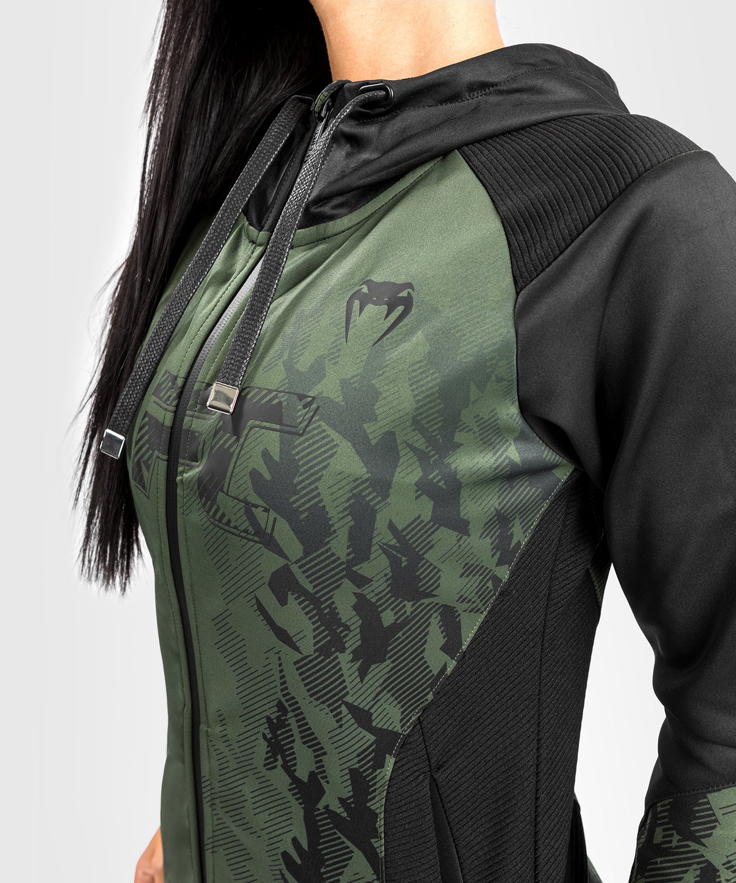 UFC Venum Authentic Fight Week Damen Hoodie mit Reißverschluss - Khaki