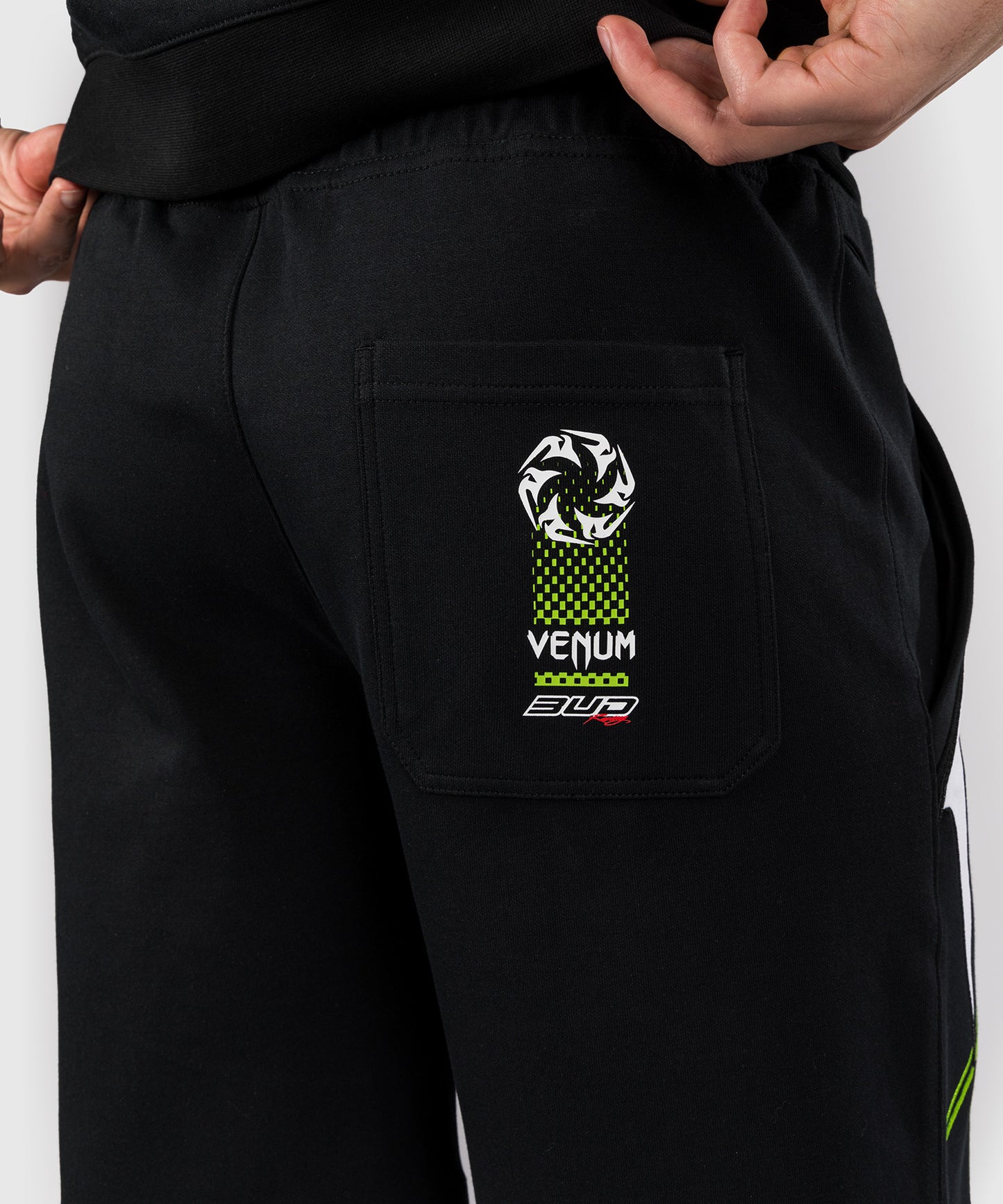 Short en coton pour Hommes Venum x Bud Racing - Noir/Blanc/Citron Vert