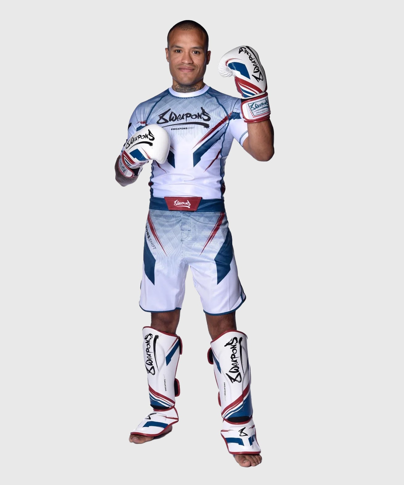 8 Weapons Shift Fightshorts - Weiß/Blau/Rot