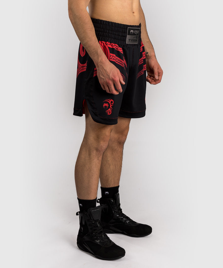 Short de Boxe Venum x Mike Tyson Tiger - Noir Profond/Rouge Intense