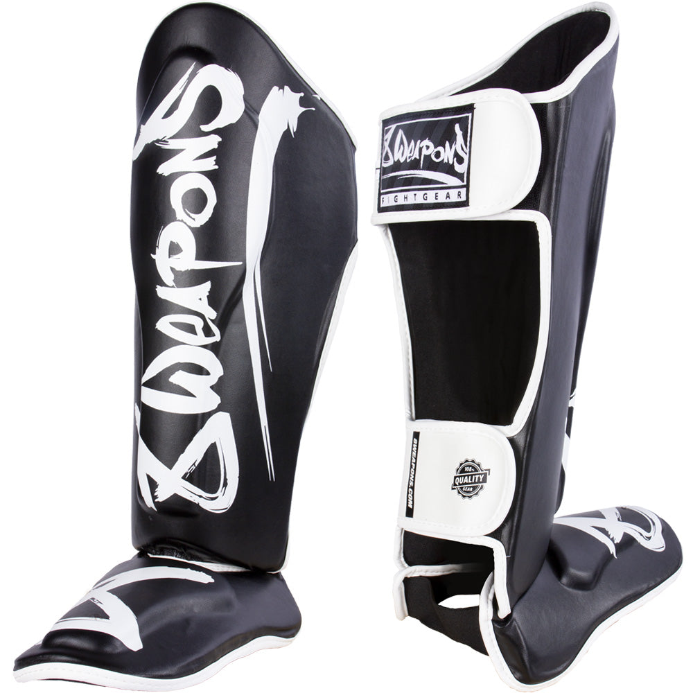 8 Weapons Unlimited Shin Guards - Black/White