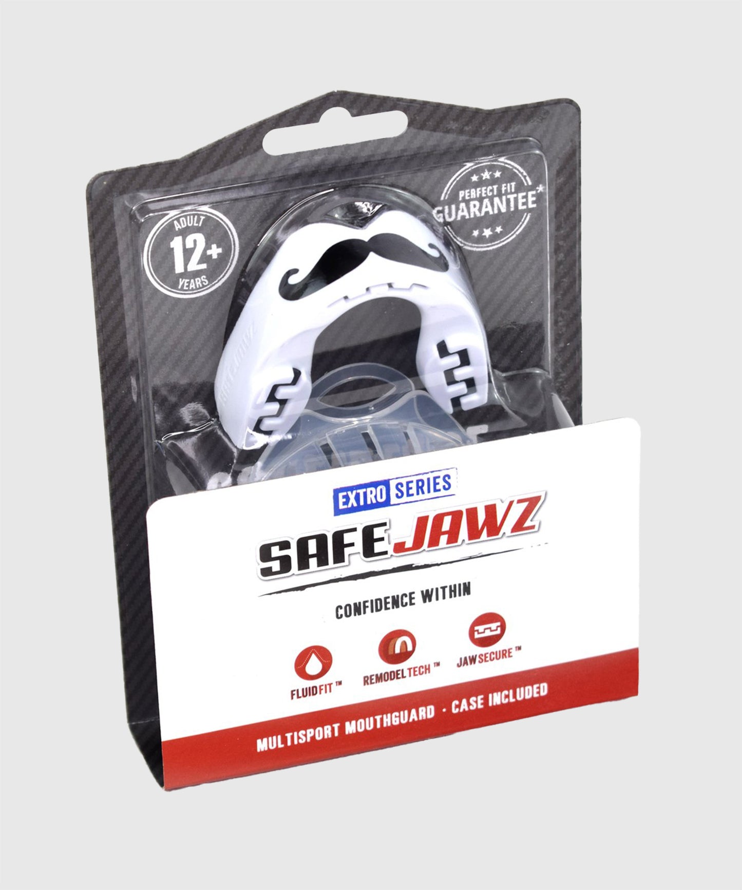 Safejawz Moustache Zahnschutz – Weiß/Schwarz