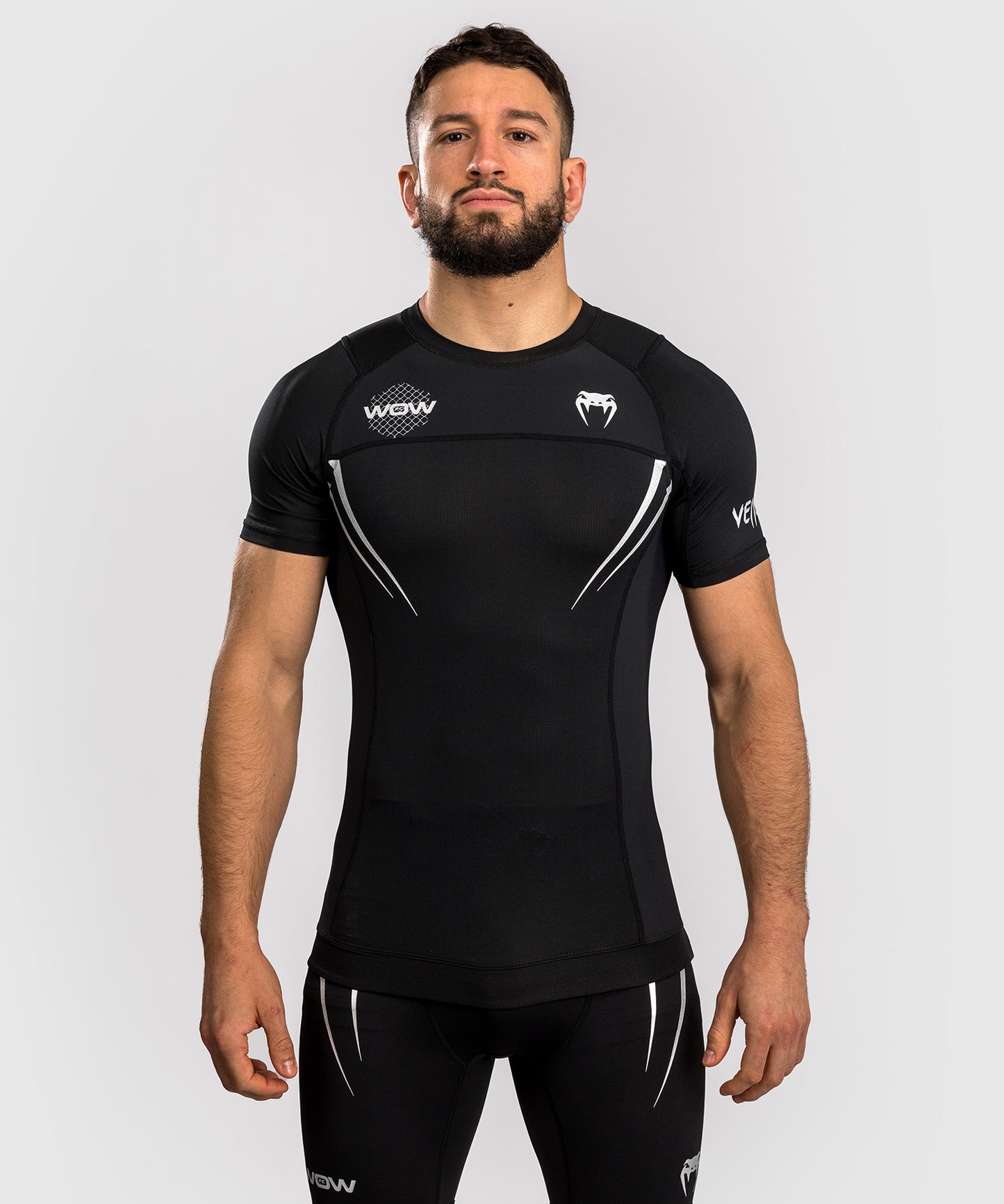 Venum x WOW FC Kurzarm Rashguard - Schwarz/ Grau