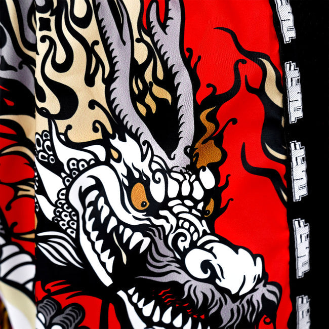 Short de Muay Thai Tuff Retro Style Red Chinese Dragon - Rouge