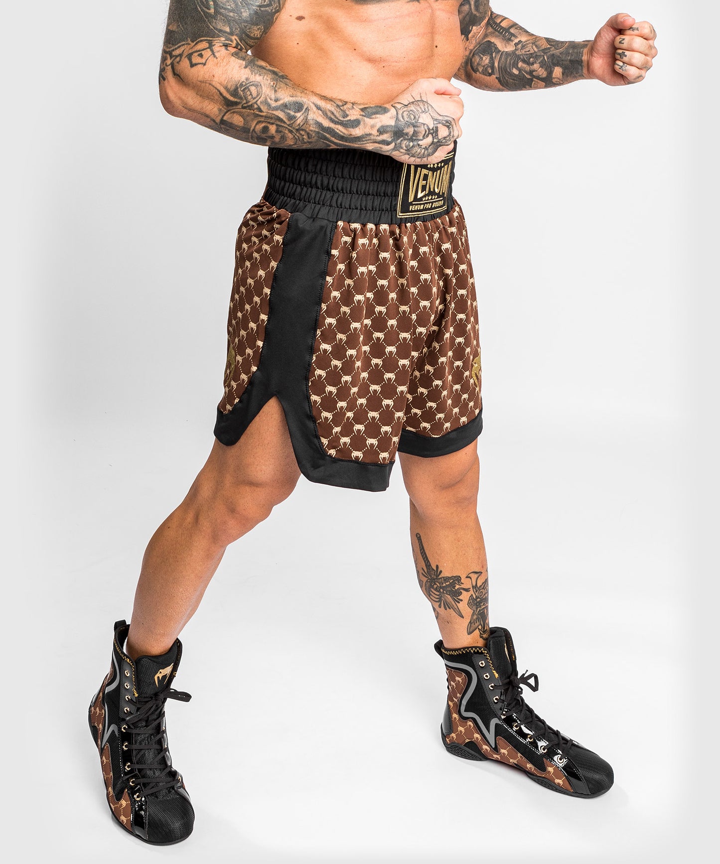 Short de Boxe Venum Monogram - Noir/Marron