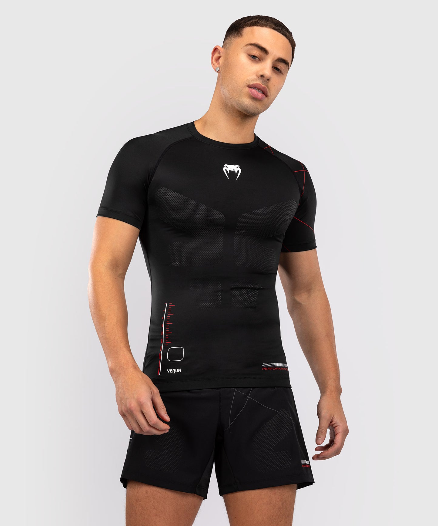 Venum Tactical XT Kurzärmeliger Rashguard für Männer - Schwarz/Feuerrot
