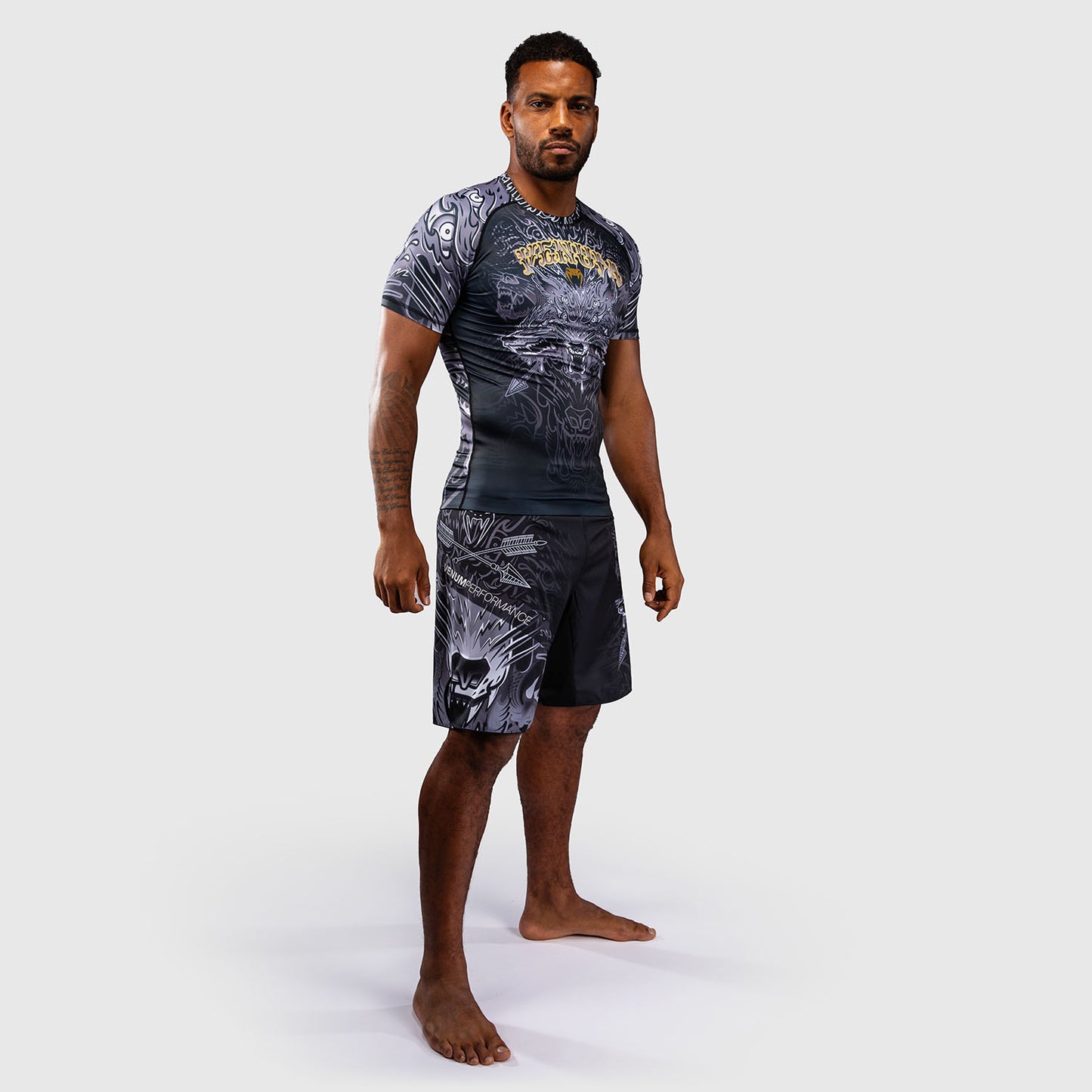Venum Wolf Atak Rashguard a Maniche Corte – Nero/Grigio