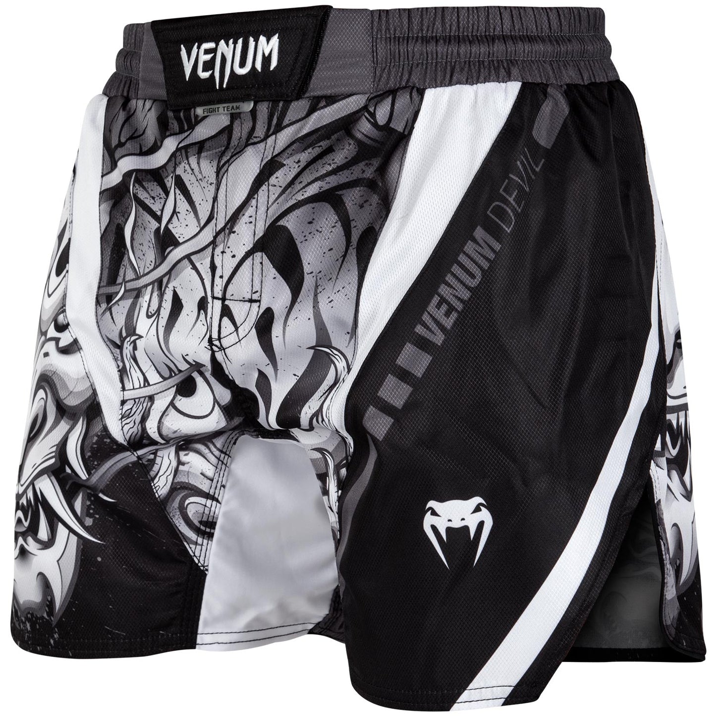 Fightshort court Venum Devil - Blanc/Noir