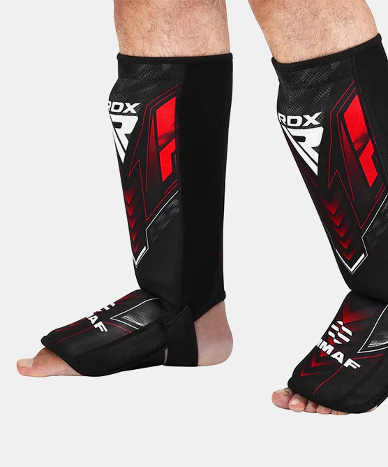 Protège-Tibias En Néoprène Rdx Approuvé IMMAF - Noir/Rouge