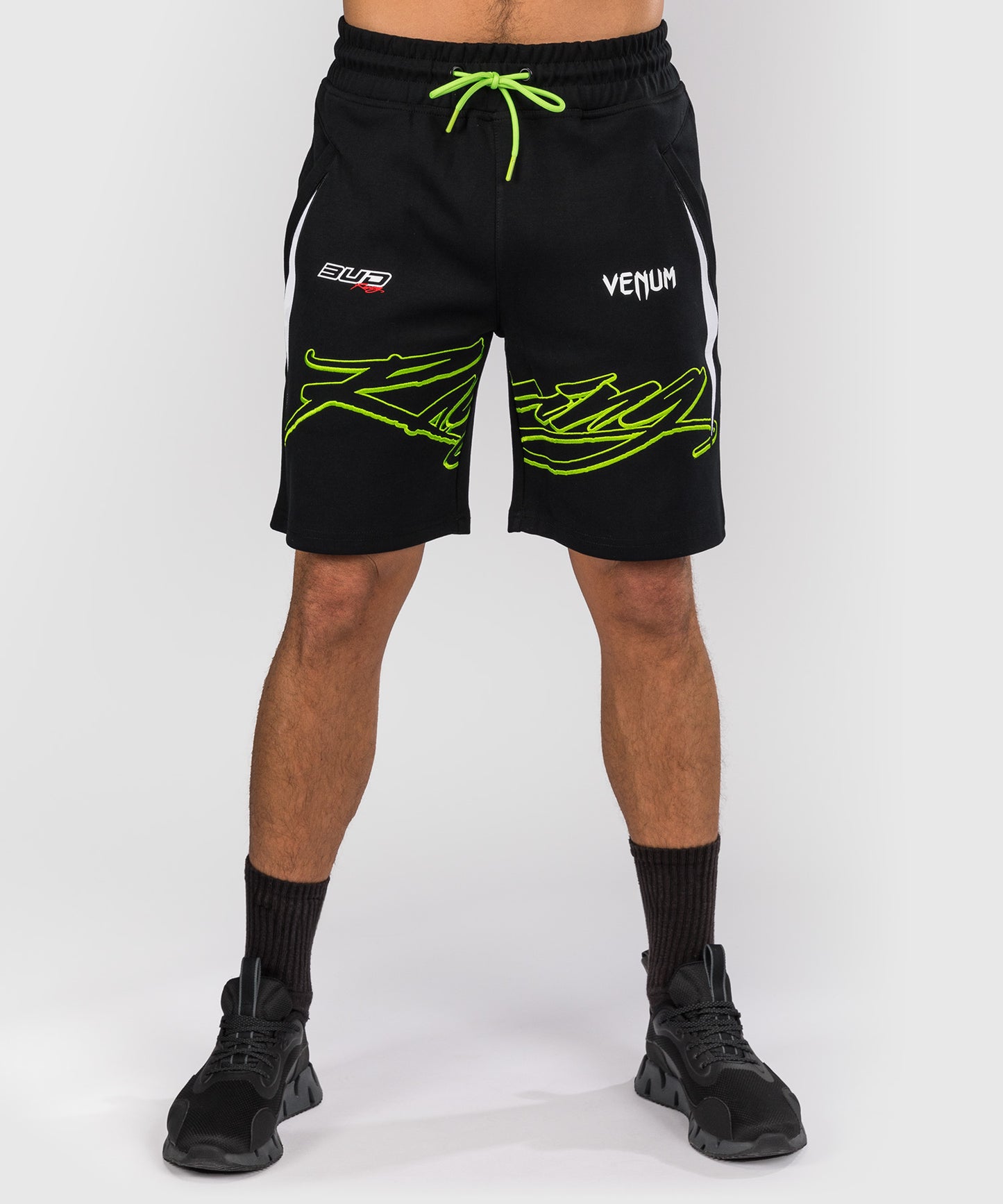 Short en coton pour Hommes Venum x Bud Racing - Noir/Blanc/Citron Vert