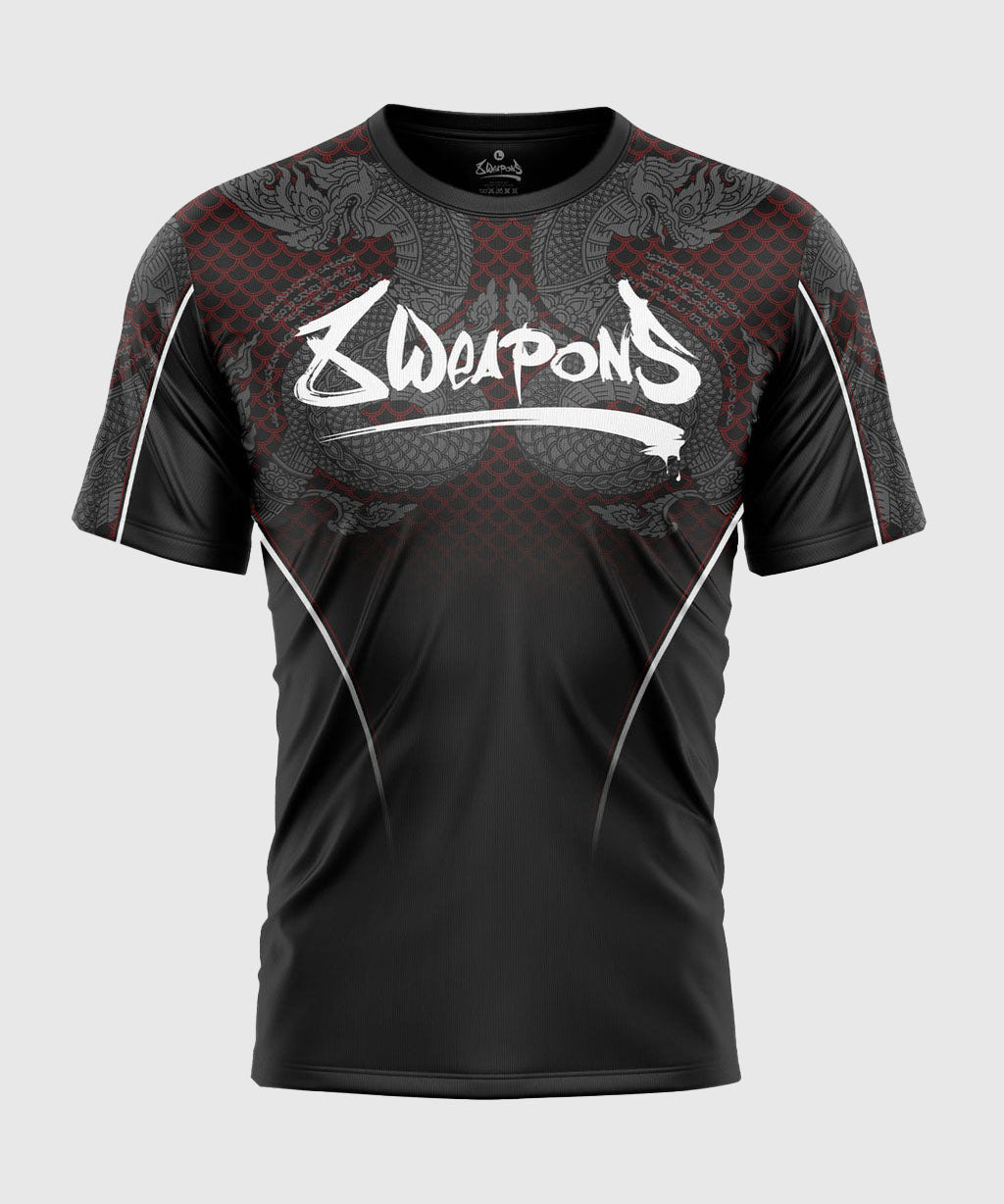 8 Weapons Functional Naga Yant T-Shirt - Schwarz/Rot