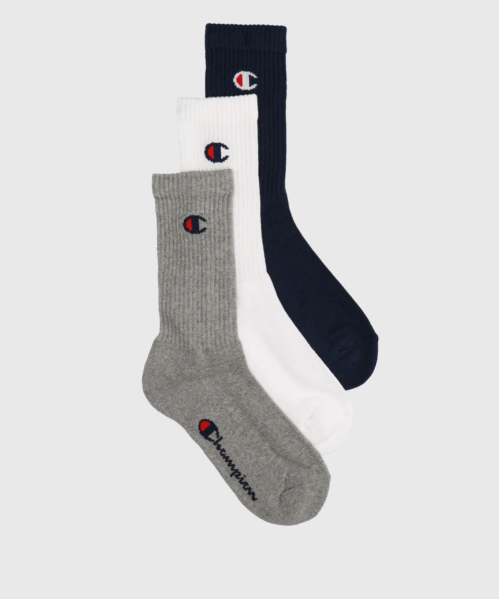 Champion Pack de 3 Pares de Calcetines - Azul Marino/Grau/Blanco