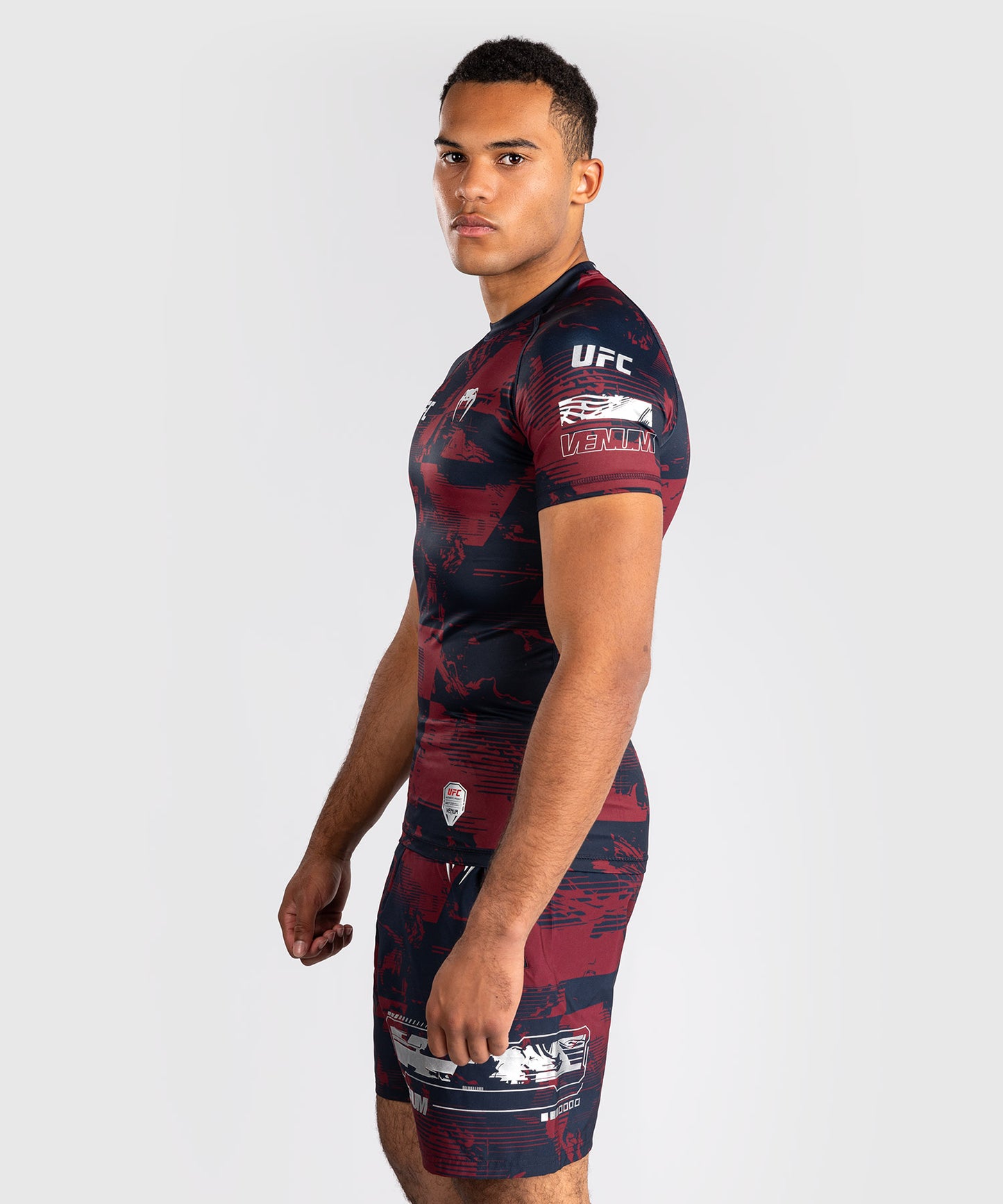 Men's UFC Zenith by Venum Burgundy Authentic Fight Week Performance Short Sleeve Rashguard