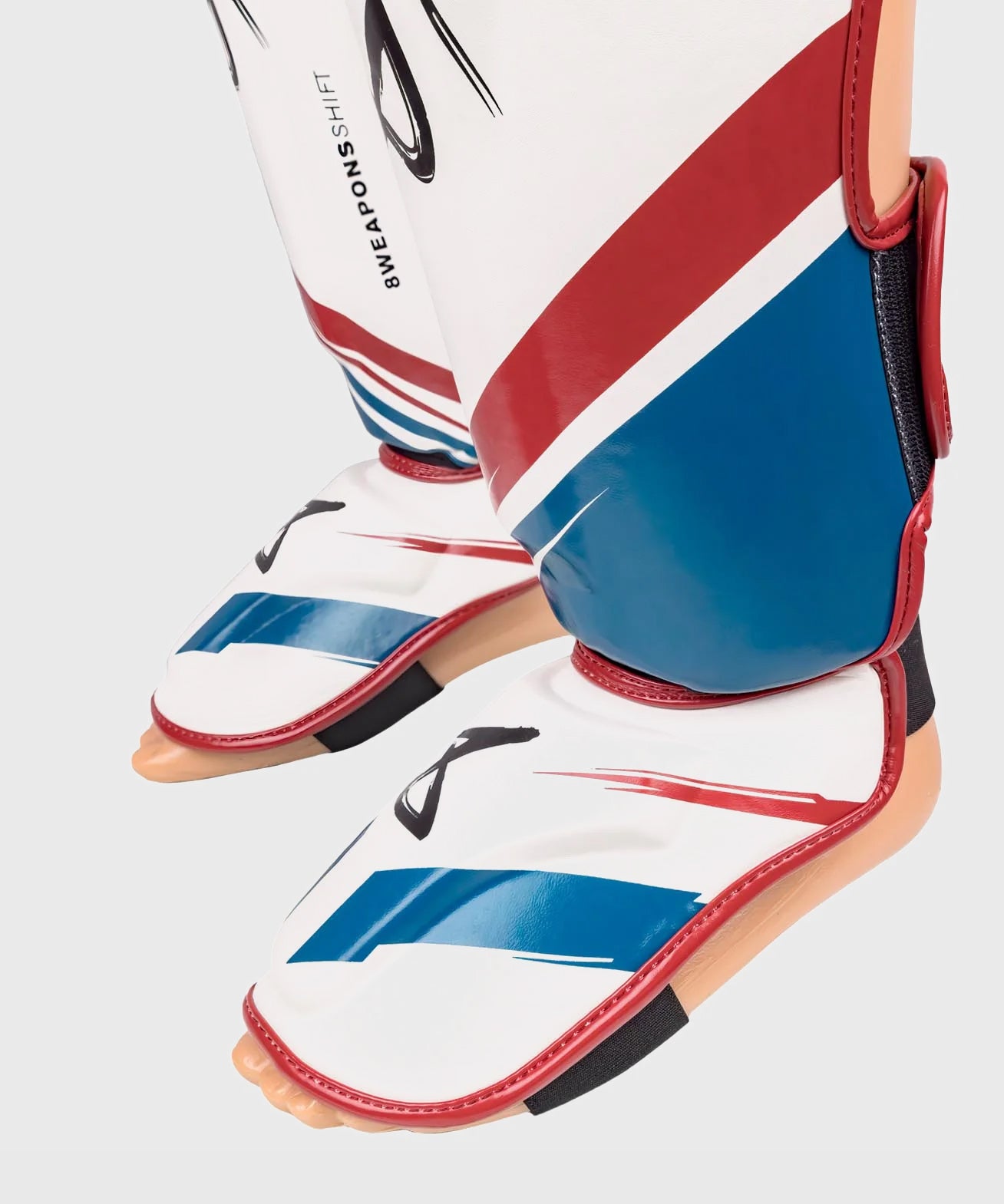 8 Weapons Shift Shin Guards - White/Blue/Red