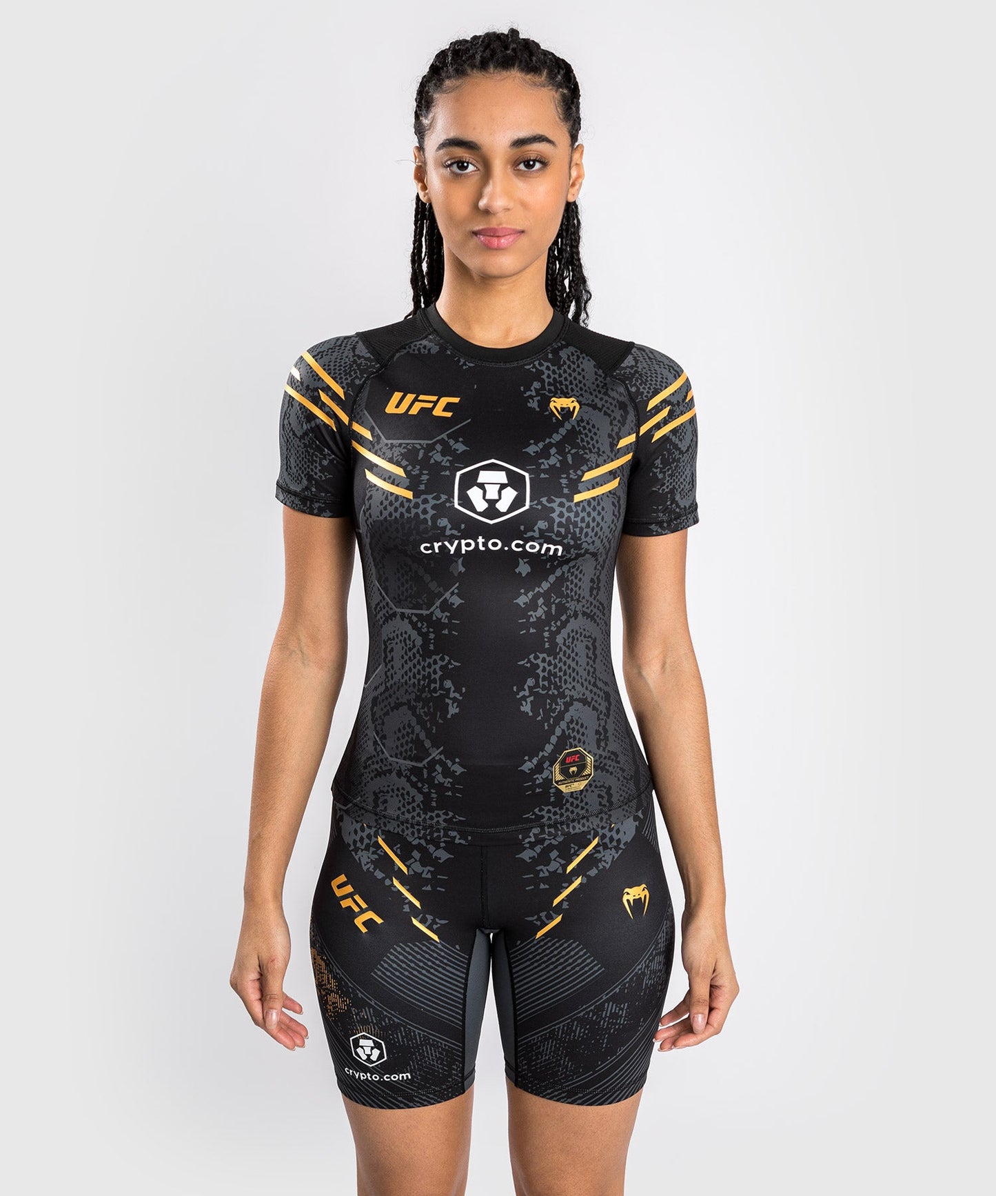 Women's UFC Adrenaline by Venum Authentic Fight Night Short Sleeve Rashguard - Champion
