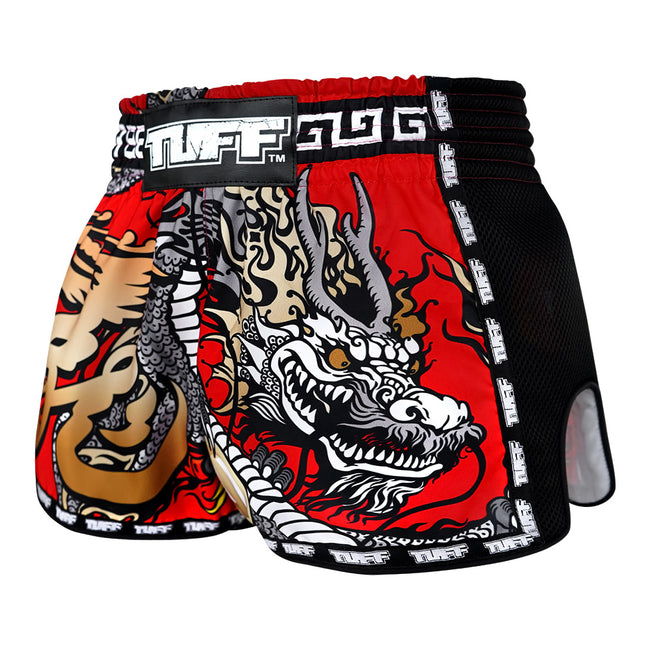 Short de Muay Thai Tuff Retro Style Red Chinese Dragon - Rouge